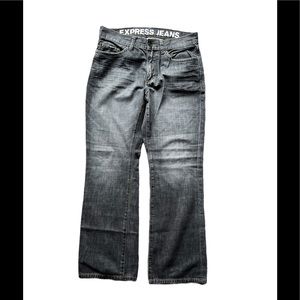 Pre-Owned Mens Express Slim Low Rise BootCut Black Jeans SZ 32W x 30L
